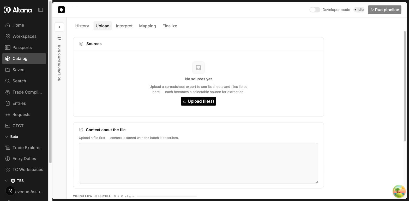 The upload screen on the Upload tab, ready for a first upload